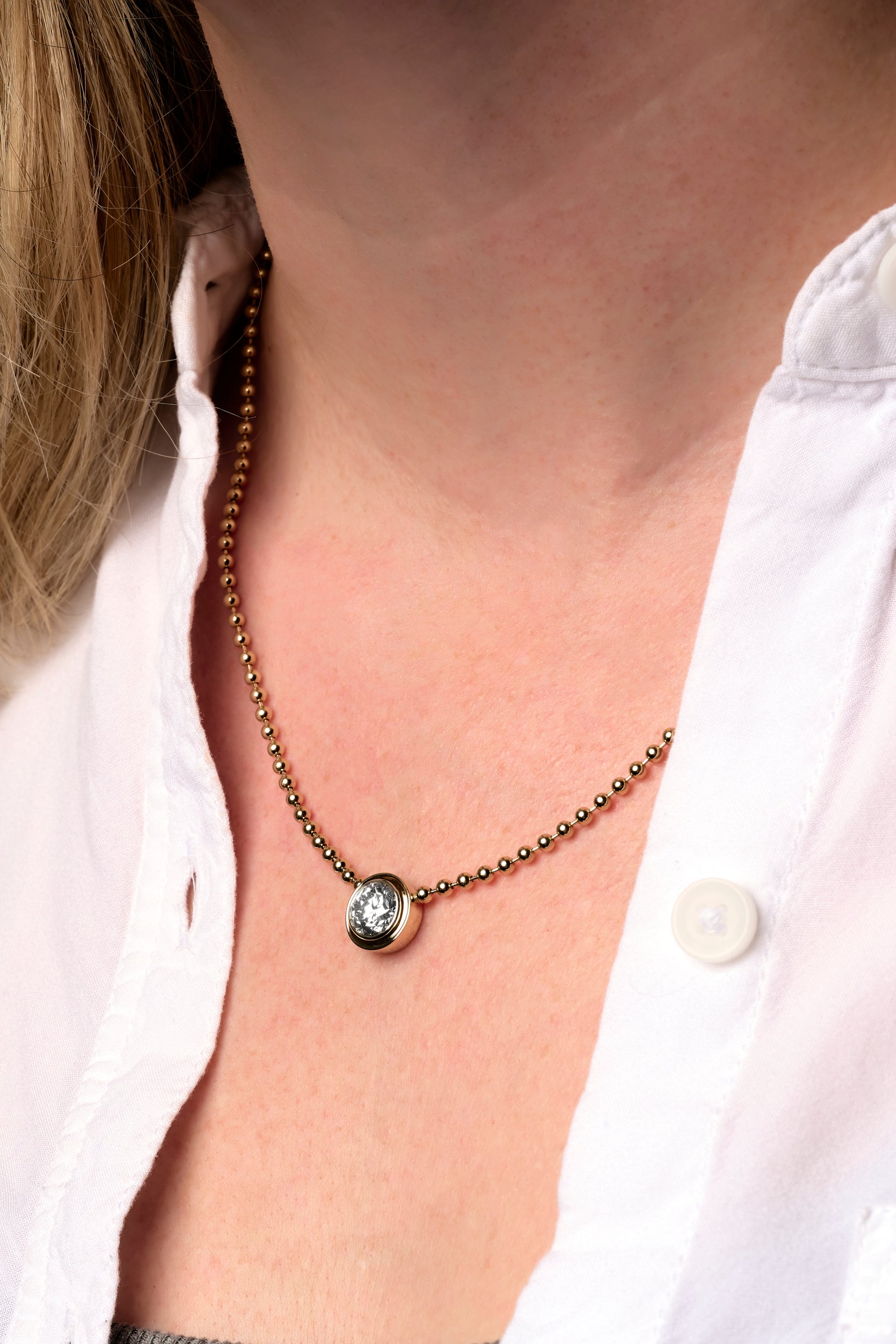 Audrey Round Double Bezel Necklace