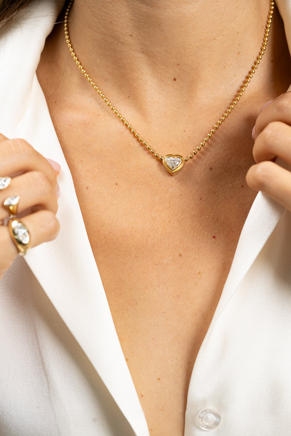 Audrey Heart Double Bezel Necklace